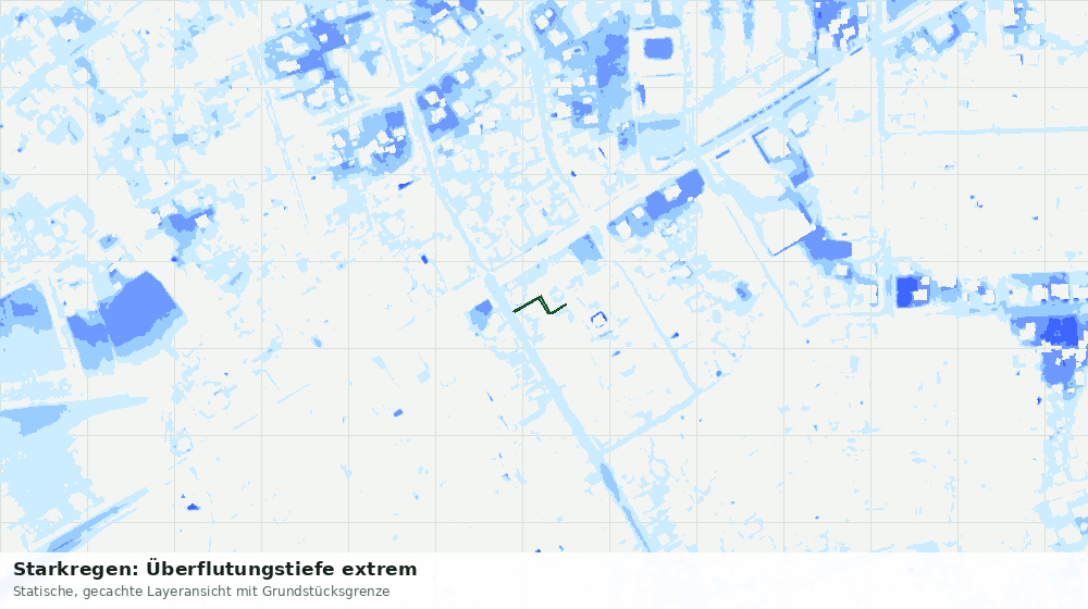 Statische Kartenansicht: Starkregen: Überflutungstiefe extrem