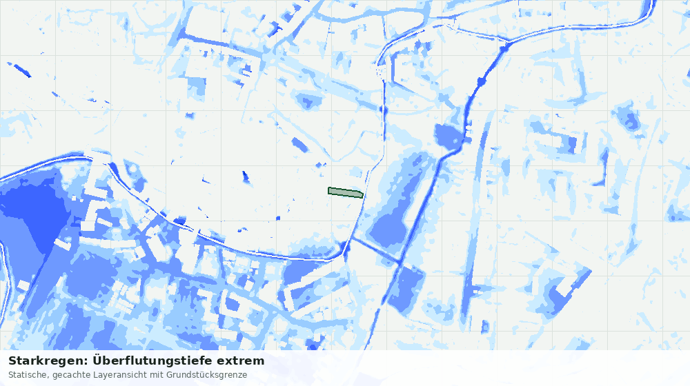 Statische Kartenansicht: Starkregen: Überflutungstiefe extrem