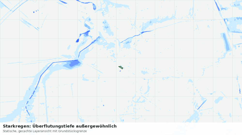 Statische Kartenansicht: Starkregen: Überflutungstiefe außergewöhnlich