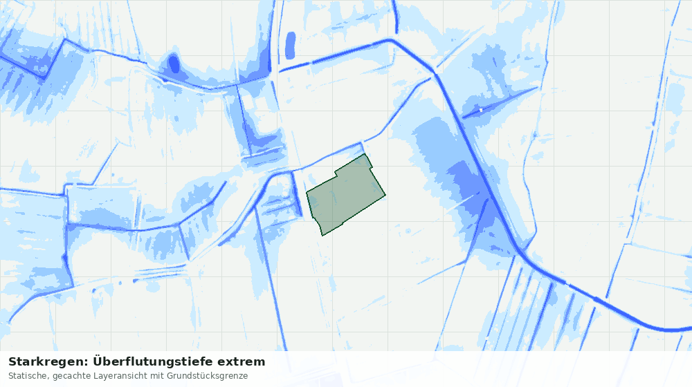 Statische Kartenansicht: Starkregen: Überflutungstiefe extrem