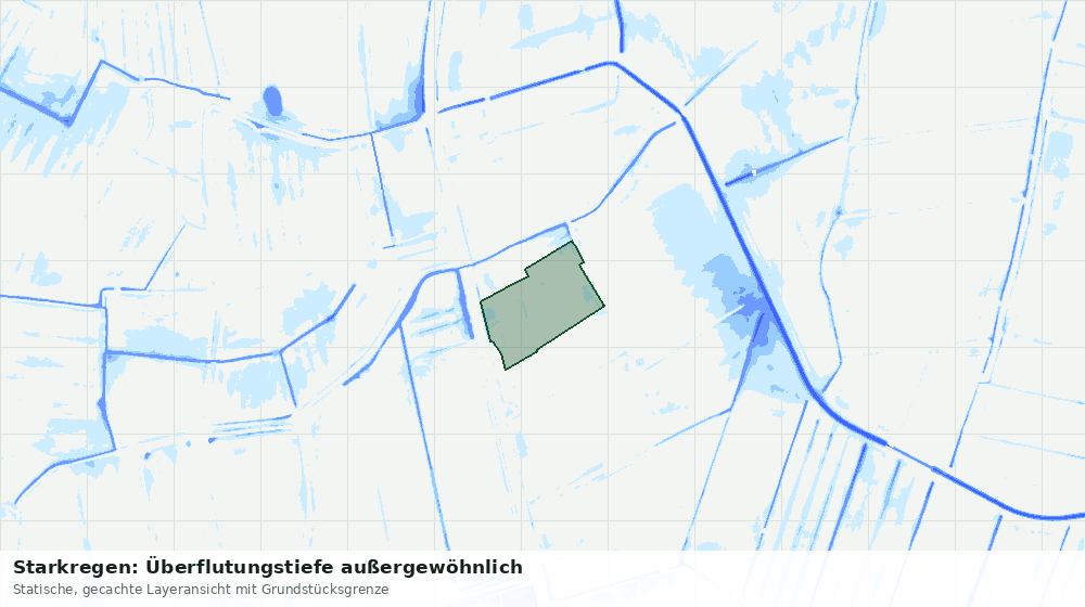 Statische Kartenansicht: Starkregen: Überflutungstiefe außergewöhnlich