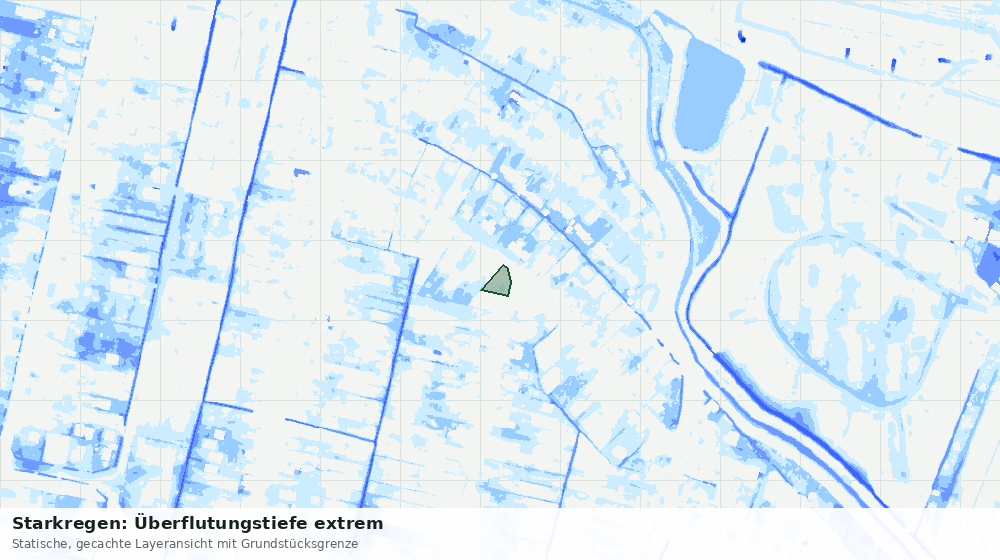 Statische Kartenansicht: Starkregen: Überflutungstiefe extrem