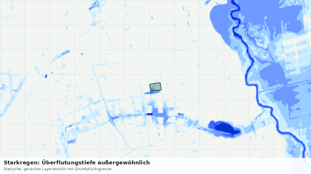 Statische Kartenansicht: Starkregen: Überflutungstiefe außergewöhnlich
