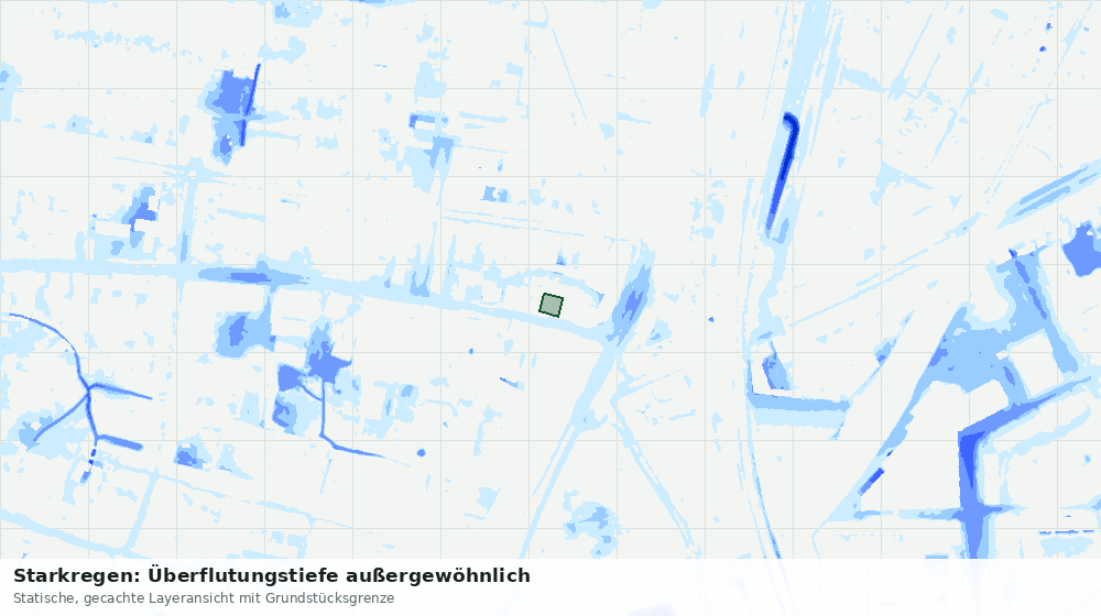 Statische Kartenansicht: Starkregen: Überflutungstiefe außergewöhnlich