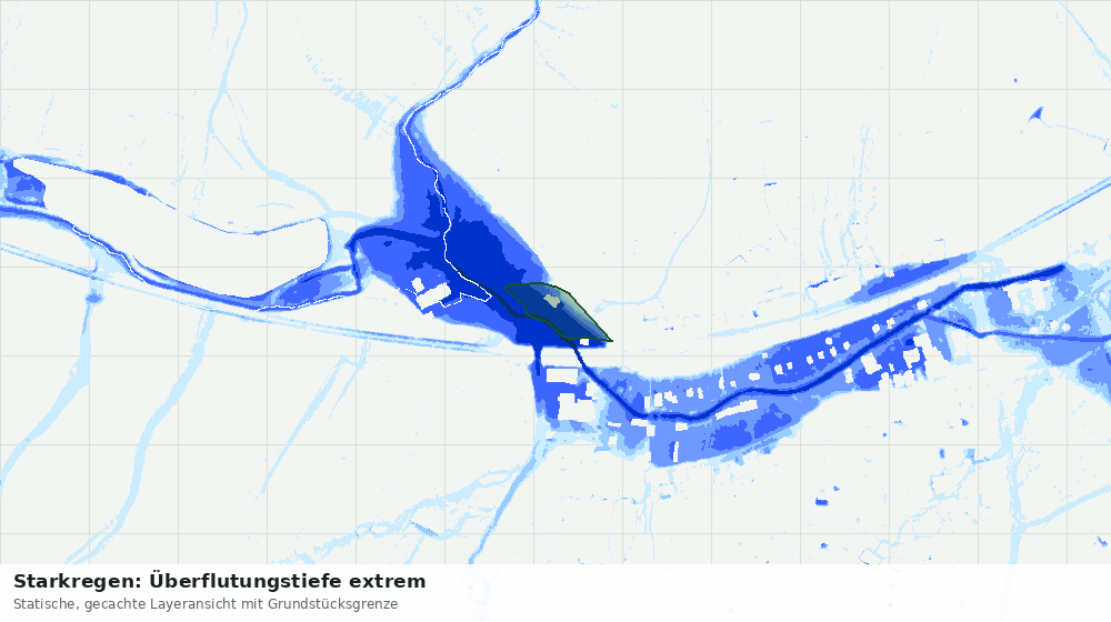 Statische Kartenansicht: Starkregen: Überflutungstiefe extrem