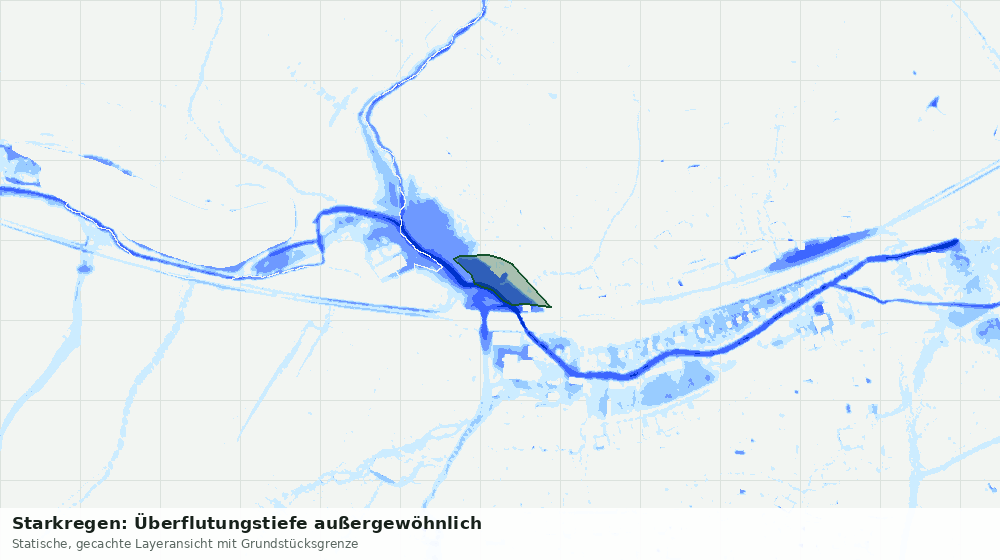 Statische Kartenansicht: Starkregen: Überflutungstiefe außergewöhnlich