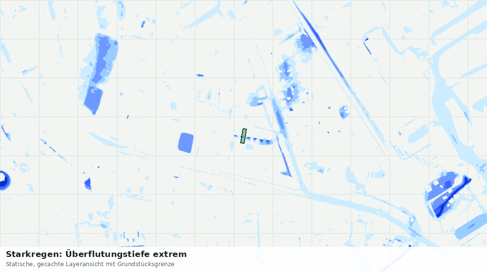 Statische Kartenansicht: Starkregen: Überflutungstiefe extrem