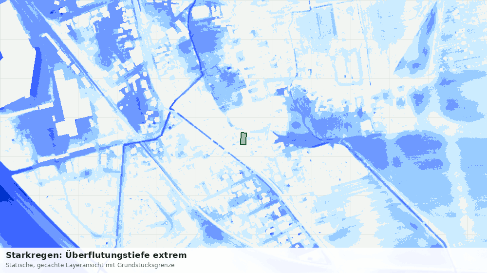 Statische Kartenansicht: Starkregen: Überflutungstiefe extrem