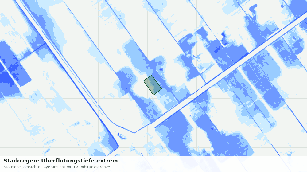 Statische Kartenansicht: Starkregen: Überflutungstiefe extrem