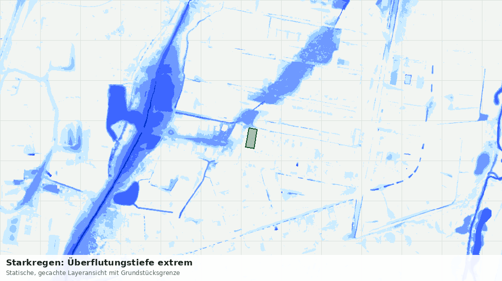 Statische Kartenansicht: Starkregen: Überflutungstiefe extrem