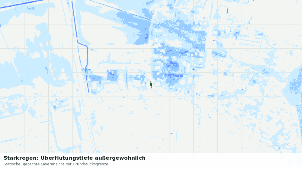 Statische Kartenansicht: Starkregen: Überflutungstiefe außergewöhnlich