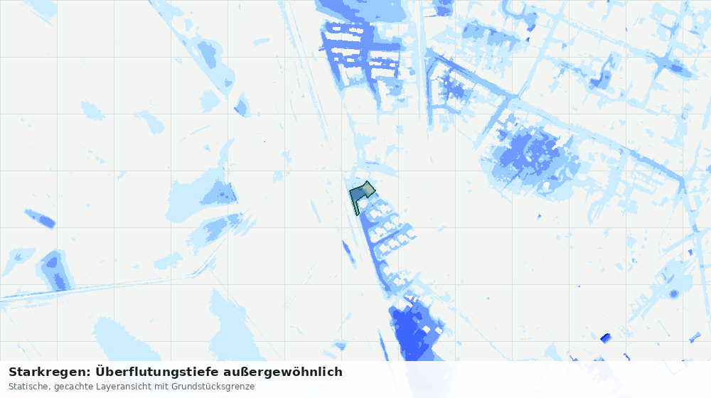 Statische Kartenansicht: Starkregen: Überflutungstiefe außergewöhnlich