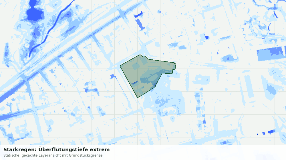 Statische Kartenansicht: Starkregen: Überflutungstiefe extrem