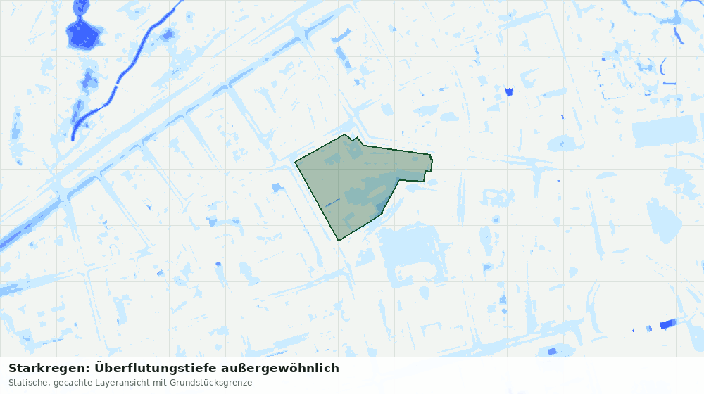 Statische Kartenansicht: Starkregen: Überflutungstiefe außergewöhnlich