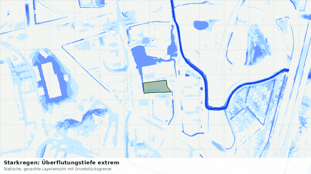 Statische Kartenansicht: Starkregen: Überflutungstiefe extrem