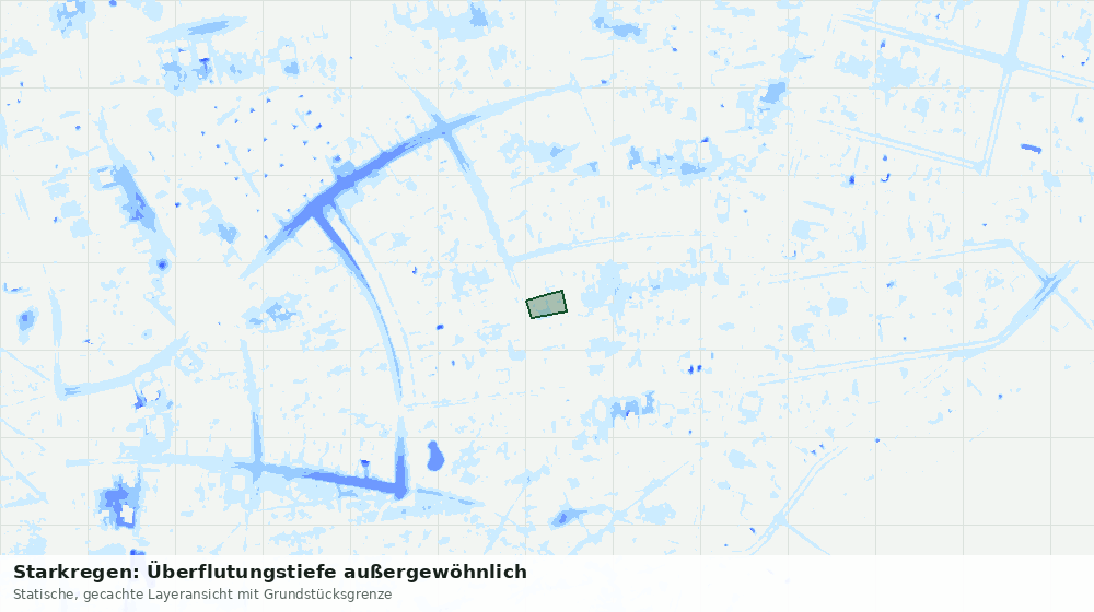 Statische Kartenansicht: Starkregen: Überflutungstiefe außergewöhnlich