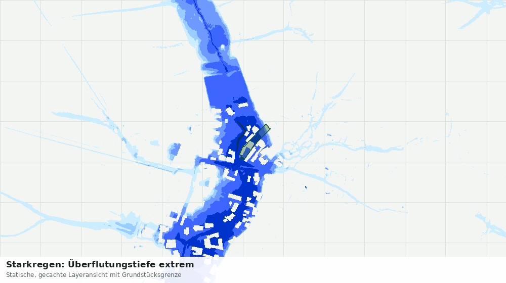 Statische Kartenansicht: Starkregen: Überflutungstiefe extrem