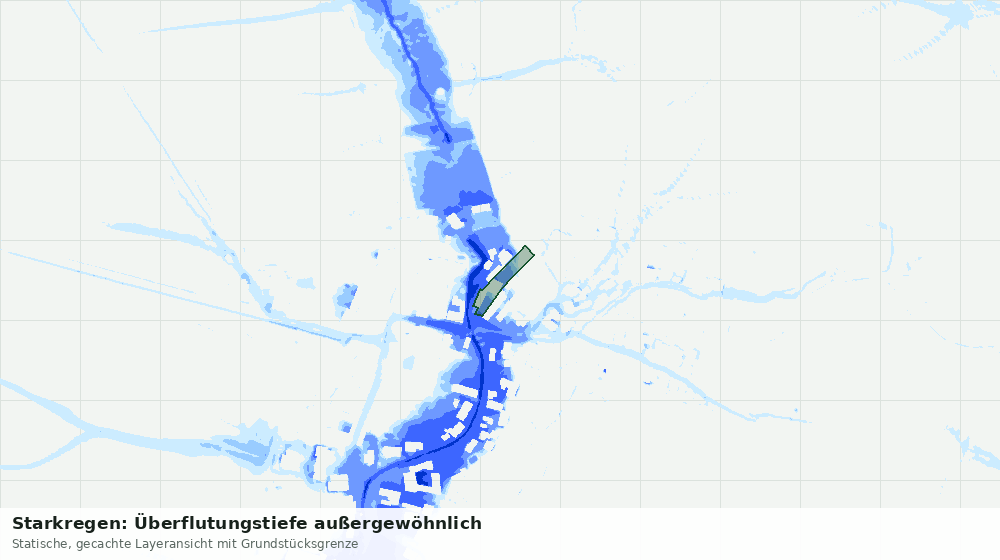 Statische Kartenansicht: Starkregen: Überflutungstiefe außergewöhnlich