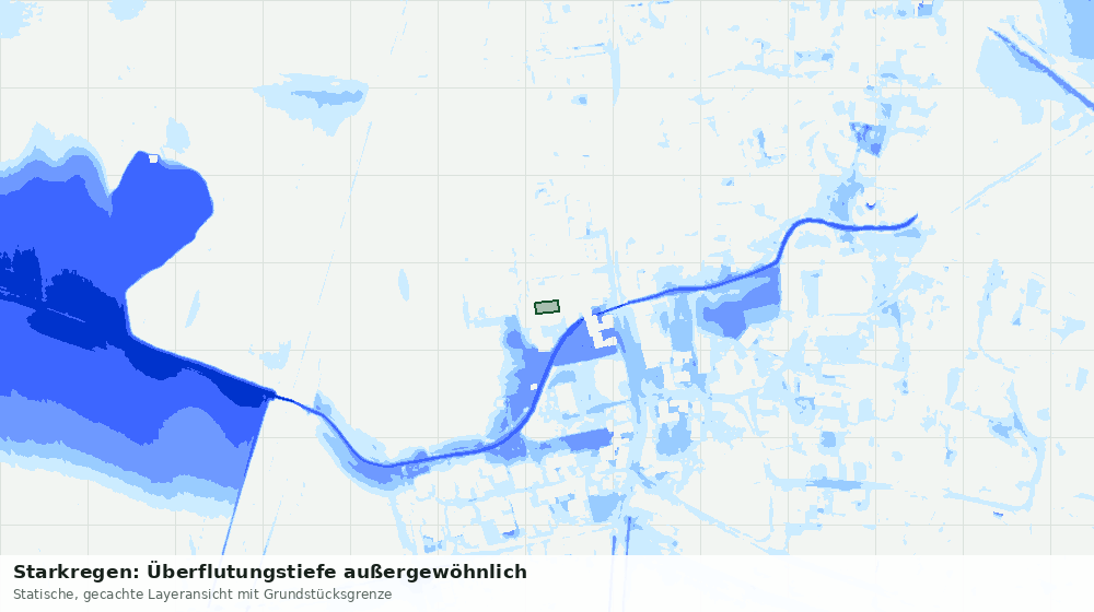 Statische Kartenansicht: Starkregen: Überflutungstiefe außergewöhnlich
