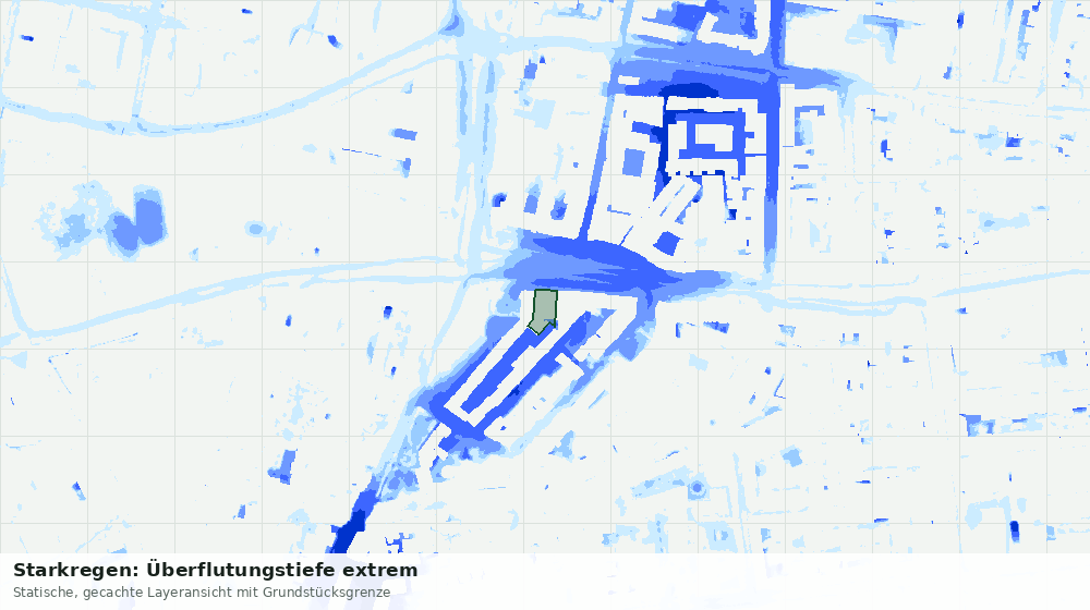 Statische Kartenansicht: Starkregen: Überflutungstiefe extrem
