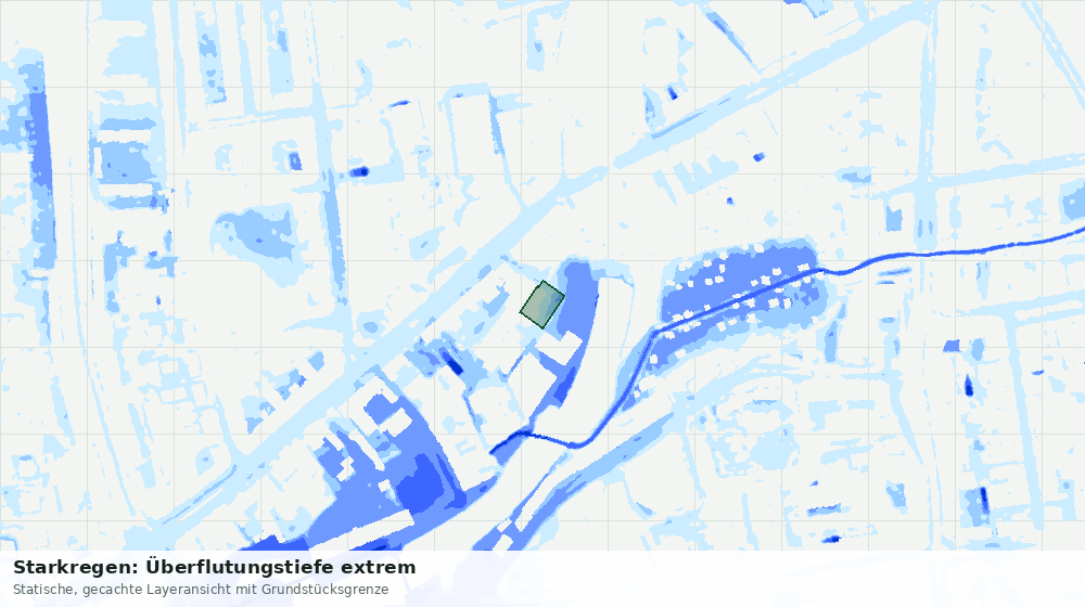 Statische Kartenansicht: Starkregen: Überflutungstiefe extrem