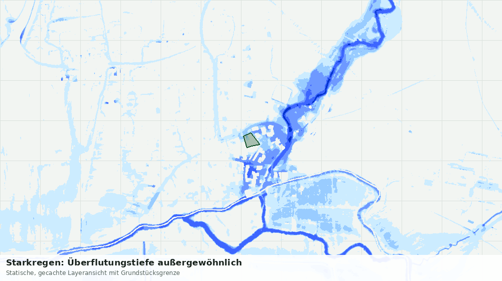 Statische Kartenansicht: Starkregen: Überflutungstiefe außergewöhnlich