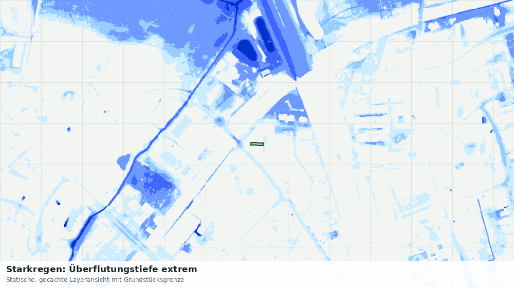 Statische Kartenansicht: Starkregen: Überflutungstiefe extrem