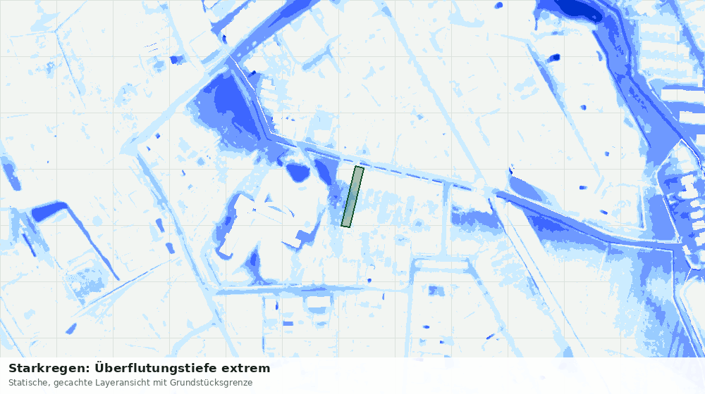 Statische Kartenansicht: Starkregen: Überflutungstiefe extrem