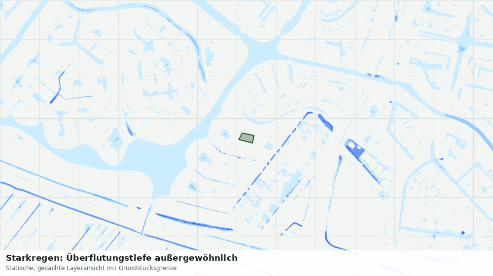 Statische Kartenansicht: Starkregen: Überflutungstiefe außergewöhnlich