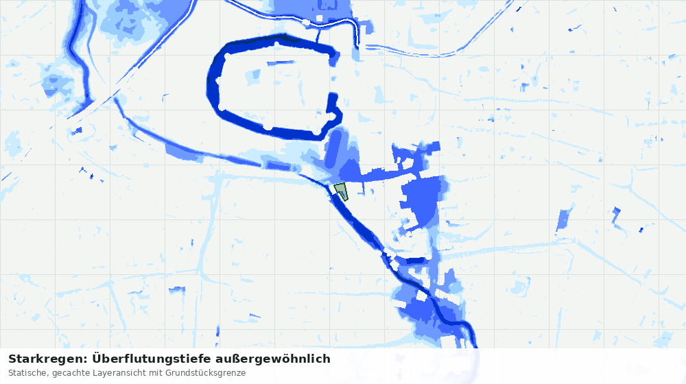 Statische Kartenansicht: Starkregen: Überflutungstiefe außergewöhnlich