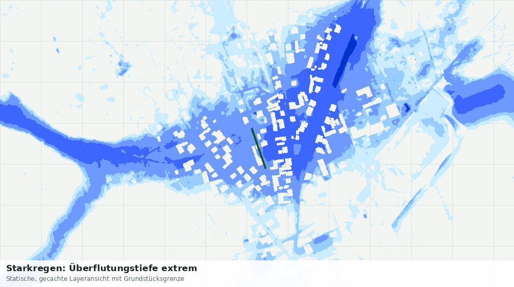Statische Kartenansicht: Starkregen: Überflutungstiefe extrem