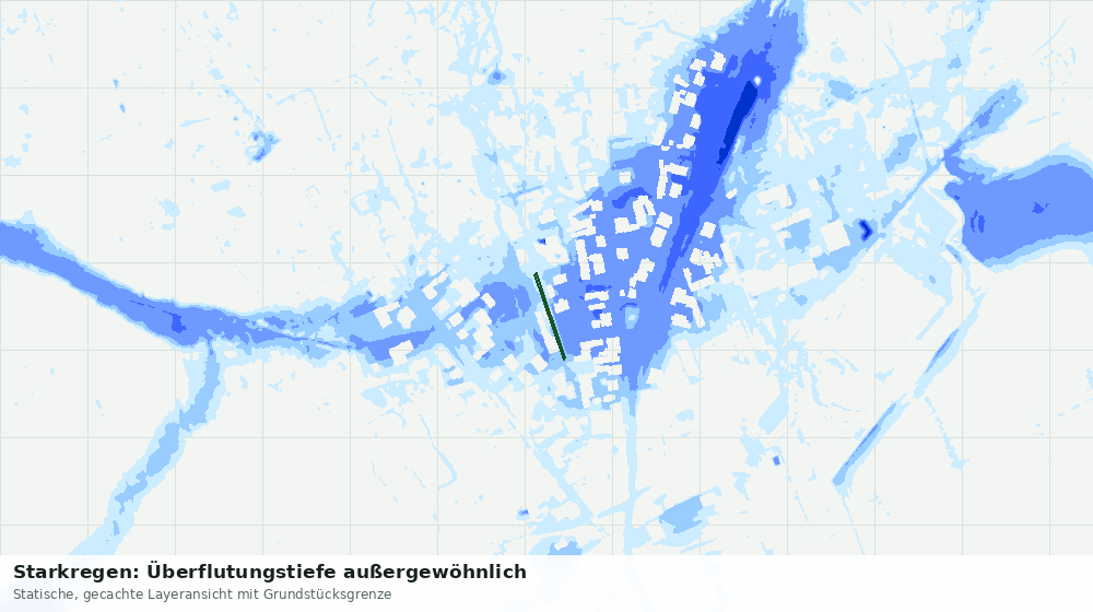 Statische Kartenansicht: Starkregen: Überflutungstiefe außergewöhnlich