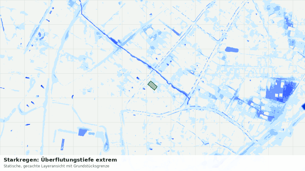 Statische Kartenansicht: Starkregen: Überflutungstiefe extrem