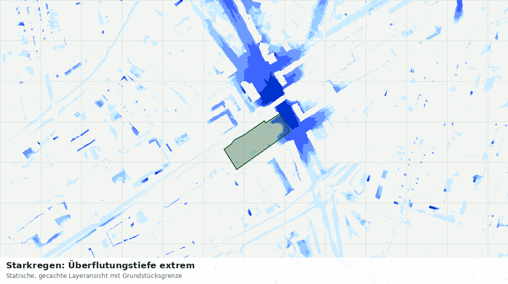 Statische Kartenansicht: Starkregen: Überflutungstiefe extrem