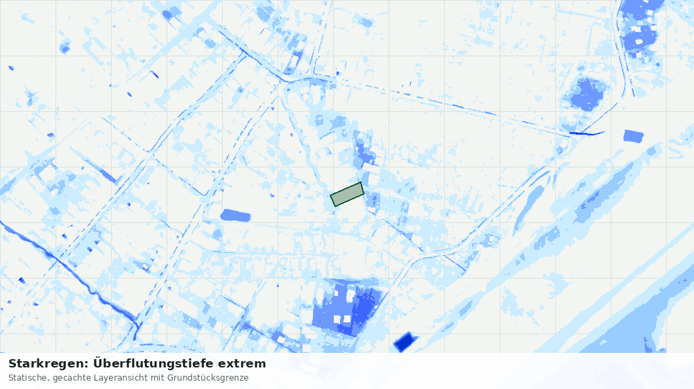 Statische Kartenansicht: Starkregen: Überflutungstiefe extrem