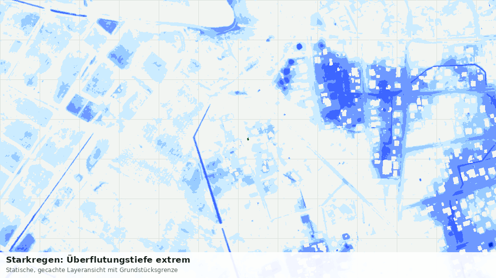 Statische Kartenansicht: Starkregen: Überflutungstiefe extrem