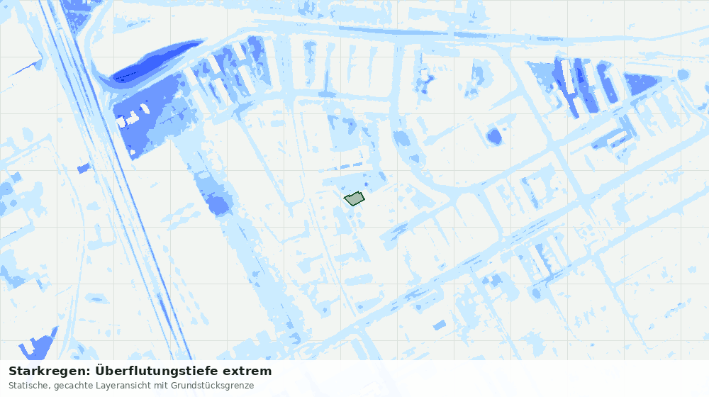 Statische Kartenansicht: Starkregen: Überflutungstiefe extrem