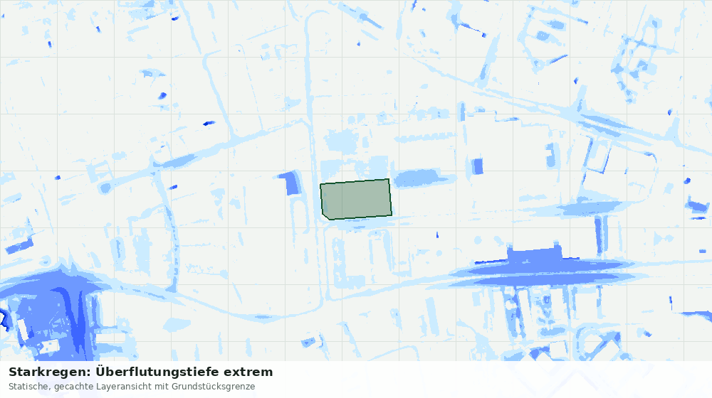 Statische Kartenansicht: Starkregen: Überflutungstiefe extrem