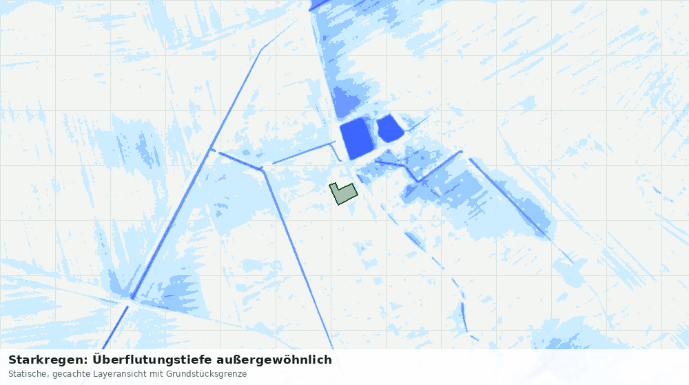 Statische Kartenansicht: Starkregen: Überflutungstiefe außergewöhnlich