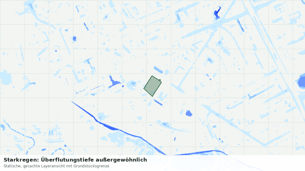 Statische Kartenansicht: Starkregen: Überflutungstiefe außergewöhnlich