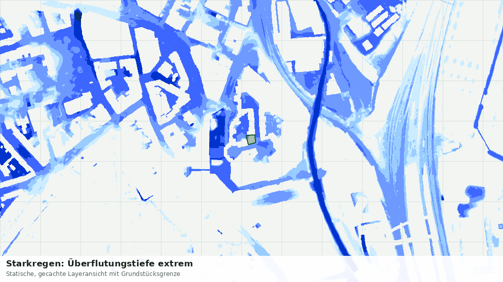 Statische Kartenansicht: Starkregen: Überflutungstiefe extrem