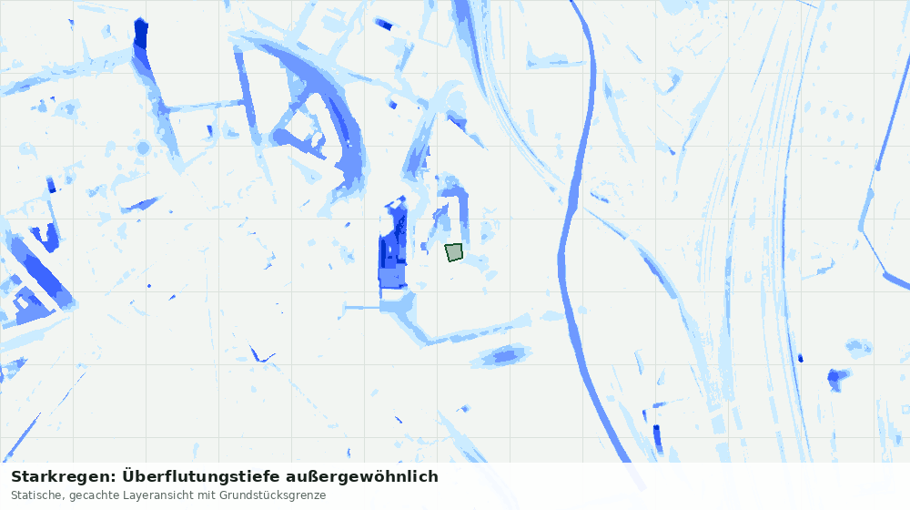 Statische Kartenansicht: Starkregen: Überflutungstiefe außergewöhnlich