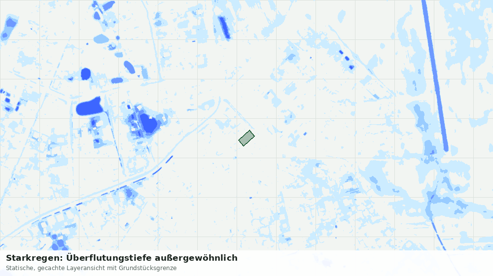 Statische Kartenansicht: Starkregen: Überflutungstiefe außergewöhnlich