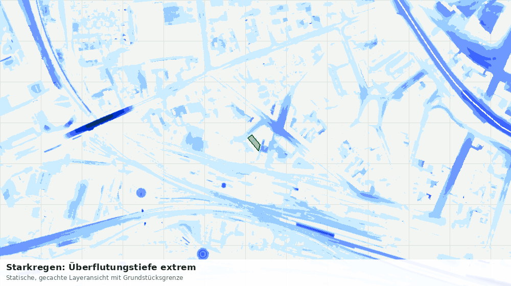 Statische Kartenansicht: Starkregen: Überflutungstiefe extrem