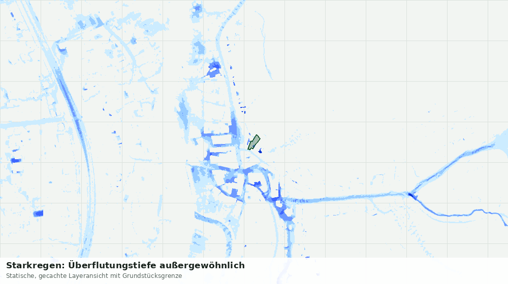 Statische Kartenansicht: Starkregen: Überflutungstiefe außergewöhnlich