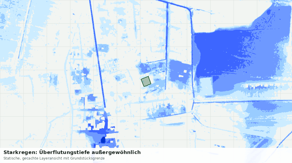 Statische Kartenansicht: Starkregen: Überflutungstiefe außergewöhnlich
