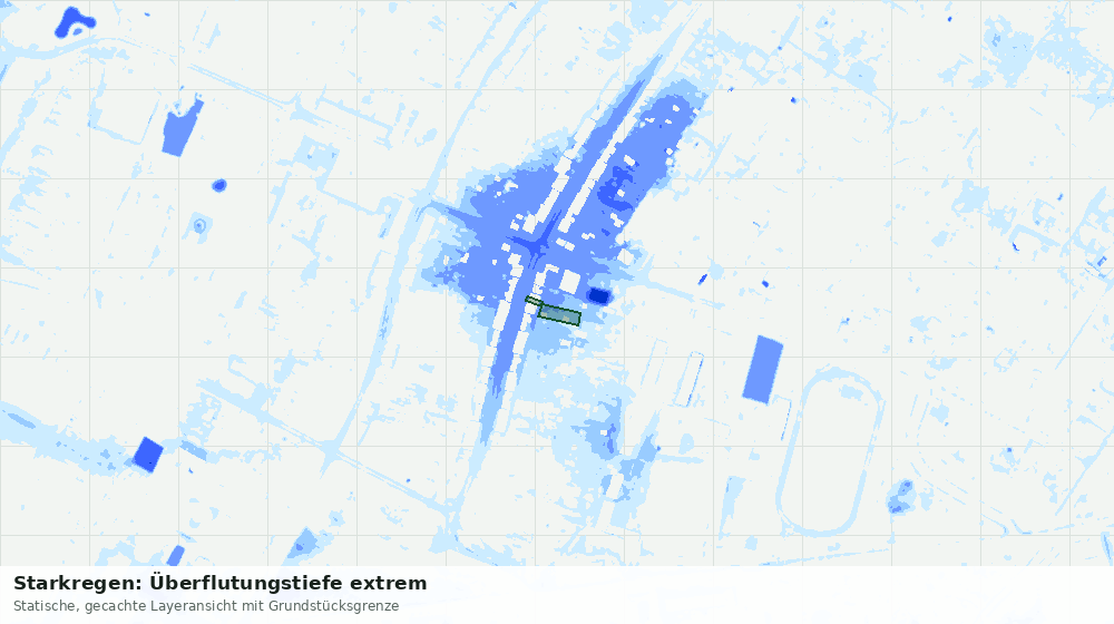 Statische Kartenansicht: Starkregen: Überflutungstiefe extrem