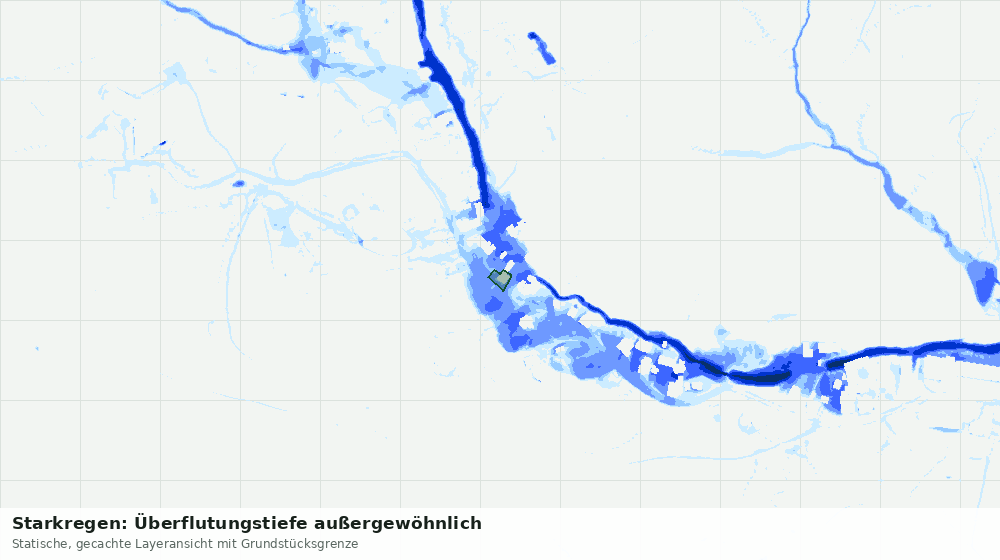Statische Kartenansicht: Starkregen: Überflutungstiefe außergewöhnlich