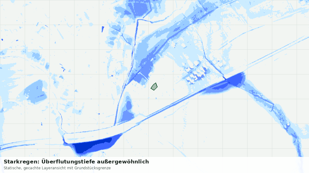 Statische Kartenansicht: Starkregen: Überflutungstiefe außergewöhnlich