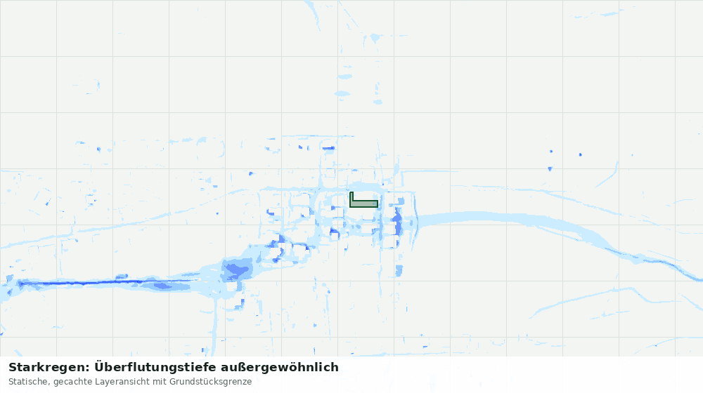 Statische Kartenansicht: Starkregen: Überflutungstiefe außergewöhnlich
